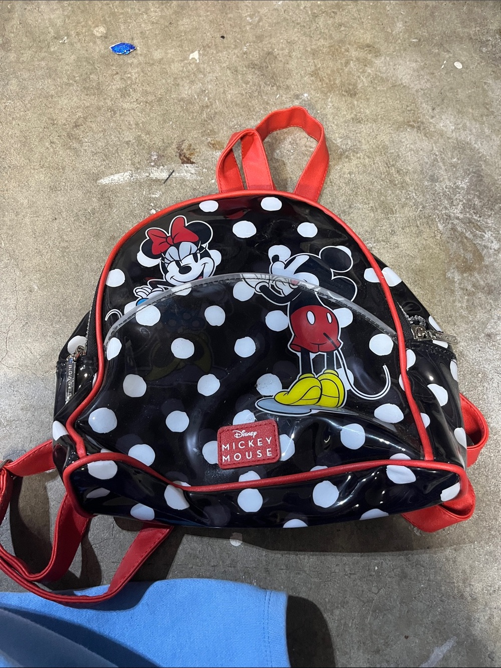 Disney Mickey Mouse Black & White Polka Dot Backpack with Red Trim